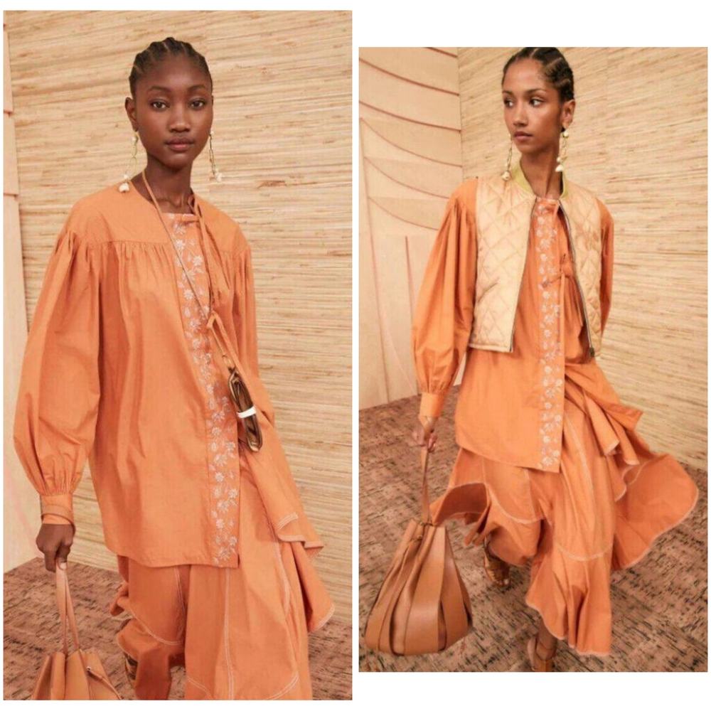 Ulla Johnson Scarlette Tunic Orange Embroidered Size 2